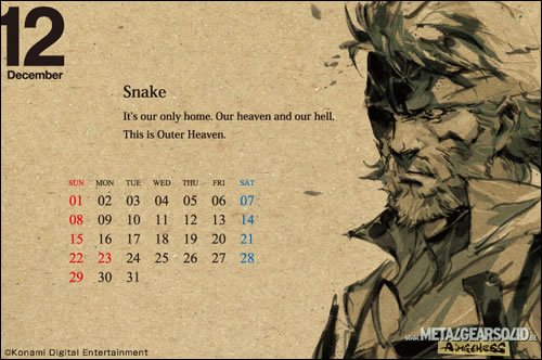 Calendrier 2013 Metal Gear Snake