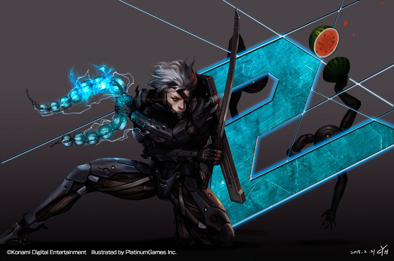 PlatinumGames fte en dessins les 2 ans de Metal Gear Rising avec un trait d'humour