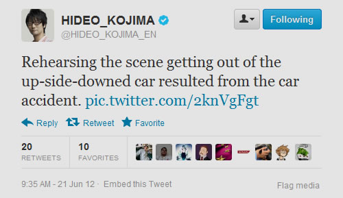 Twitter Hideo Kojima : Mocap accident